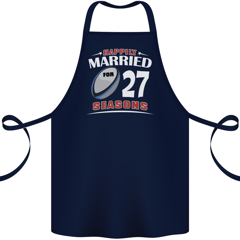 27 Year Wedding Anniversary 27th Rugby Cotton Apron 100% Organic Navy Blue