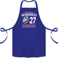 27 Year Wedding Anniversary 27th Rugby Cotton Apron 100% Organic Royal Blue