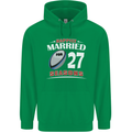 27 Year Wedding Anniversary 27th Rugby Mens 80% Cotton Hoodie Irish Green
