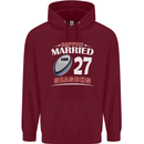 27 Year Wedding Anniversary 27th Rugby Mens 80% Cotton Hoodie Maroon