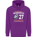 27 Year Wedding Anniversary 27th Rugby Mens 80% Cotton Hoodie Purple