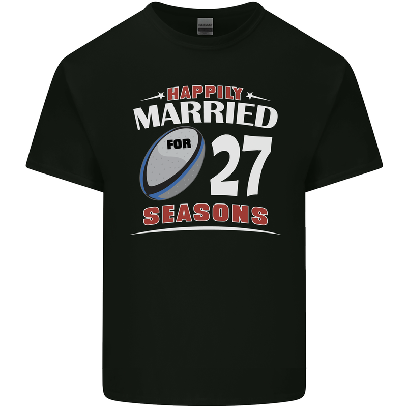 27 Year Wedding Anniversary 27th Rugby Mens Cotton T-Shirt Tee Top Black