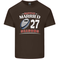 27 Year Wedding Anniversary 27th Rugby Mens Cotton T-Shirt Tee Top Dark Chocolate