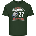 27 Year Wedding Anniversary 27th Rugby Mens Cotton T-Shirt Tee Top Forest Green