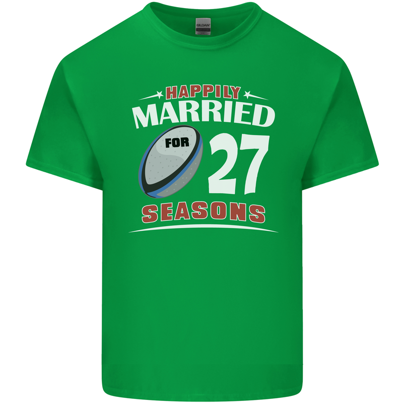 27 Year Wedding Anniversary 27th Rugby Mens Cotton T-Shirt Tee Top Irish Green