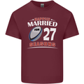 27 Year Wedding Anniversary 27th Rugby Mens Cotton T-Shirt Tee Top Maroon