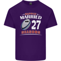 27 Year Wedding Anniversary 27th Rugby Mens Cotton T-Shirt Tee Top Purple