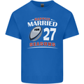 27 Year Wedding Anniversary 27th Rugby Mens Cotton T-Shirt Tee Top Royal Blue