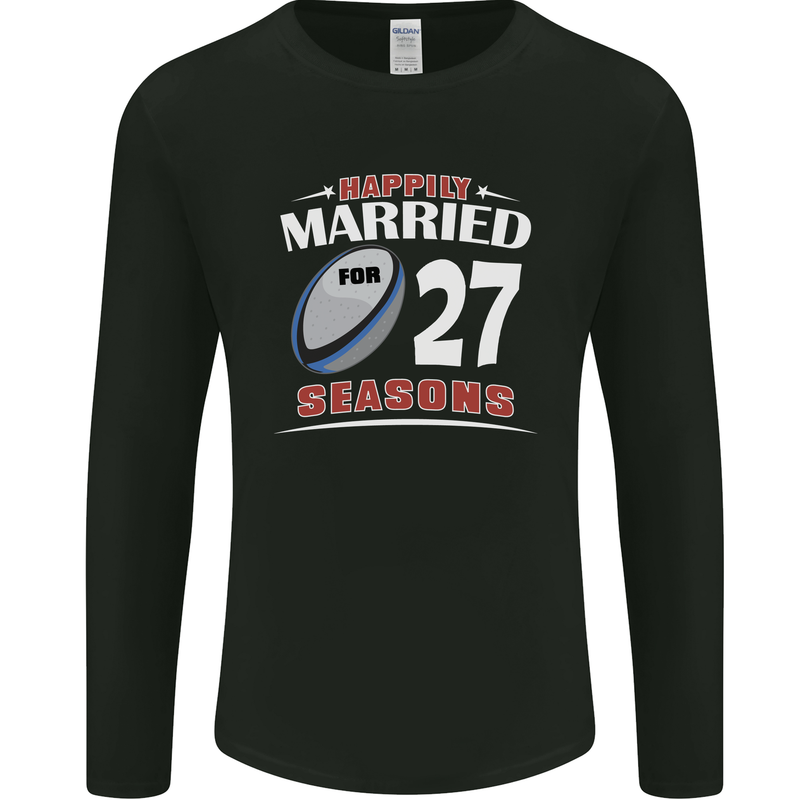 27 Year Wedding Anniversary 27th Rugby Mens Long Sleeve T-Shirt Black