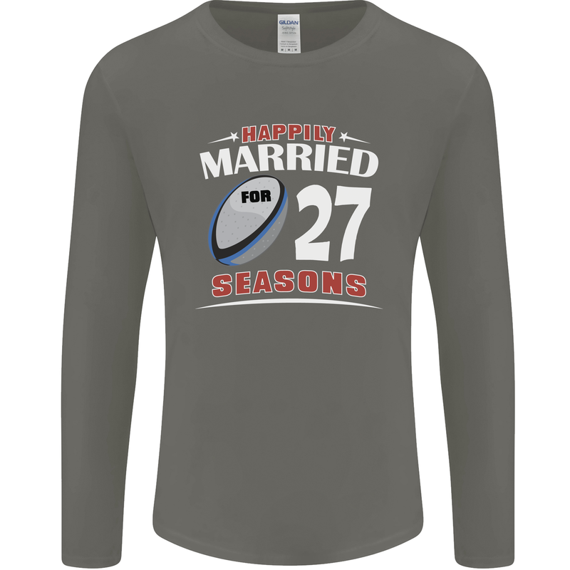 27 Year Wedding Anniversary 27th Rugby Mens Long Sleeve T-Shirt Charcoal