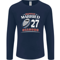 27 Year Wedding Anniversary 27th Rugby Mens Long Sleeve T-Shirt Navy Blue