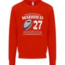 27 Year Wedding Anniversary 27th Rugby Mens Sweatshirt Jumper Bright Red
