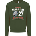 27 Year Wedding Anniversary 27th Rugby Mens Sweatshirt Jumper Forest Green