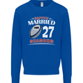 27 Year Wedding Anniversary 27th Rugby Mens Sweatshirt Jumper Royal Blue