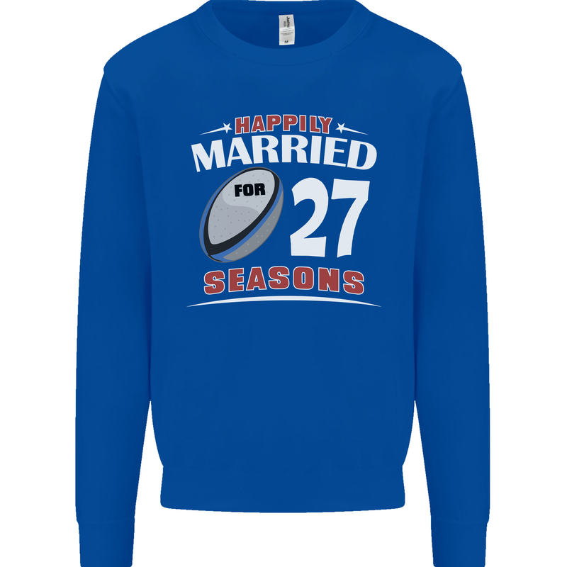 27 Year Wedding Anniversary 27th Rugby Mens Sweatshirt Jumper Royal Blue