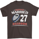 27 Year Wedding Anniversary 27th Rugby Mens T-Shirt 100% Cotton Dark Chocolate