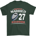27 Year Wedding Anniversary 27th Rugby Mens T-Shirt 100% Cotton Forest Green