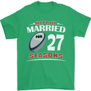 27 Year Wedding Anniversary 27th Rugby Mens T-Shirt 100% Cotton Irish Green