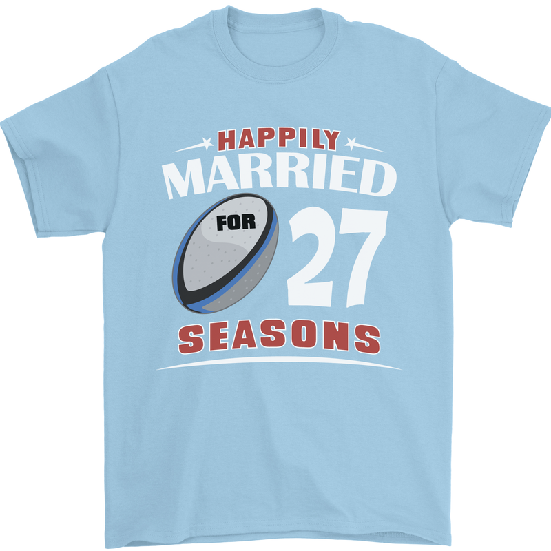 27 Year Wedding Anniversary 27th Rugby Mens T-Shirt 100% Cotton Light Blue