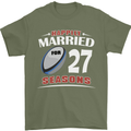 27 Year Wedding Anniversary 27th Rugby Mens T-Shirt 100% Cotton Military Green