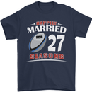 27 Year Wedding Anniversary 27th Rugby Mens T-Shirt 100% Cotton Navy Blue