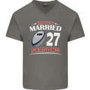 27 Year Wedding Anniversary 27th Rugby Mens V-Neck Cotton T-Shirt Charcoal