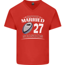 27 Year Wedding Anniversary 27th Rugby Mens V-Neck Cotton T-Shirt Red