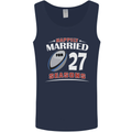 27 Year Wedding Anniversary 27th Rugby Mens Vest Tank Top Navy Blue