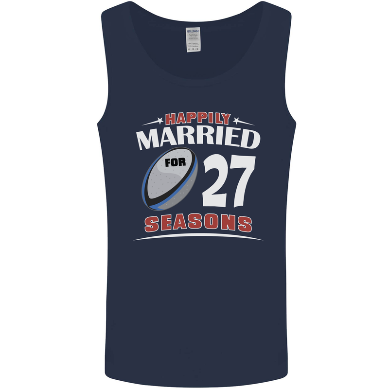 27 Year Wedding Anniversary 27th Rugby Mens Vest Tank Top Navy Blue