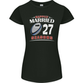 27 Year Wedding Anniversary 27th Rugby Womens Petite Cut T-Shirt Black
