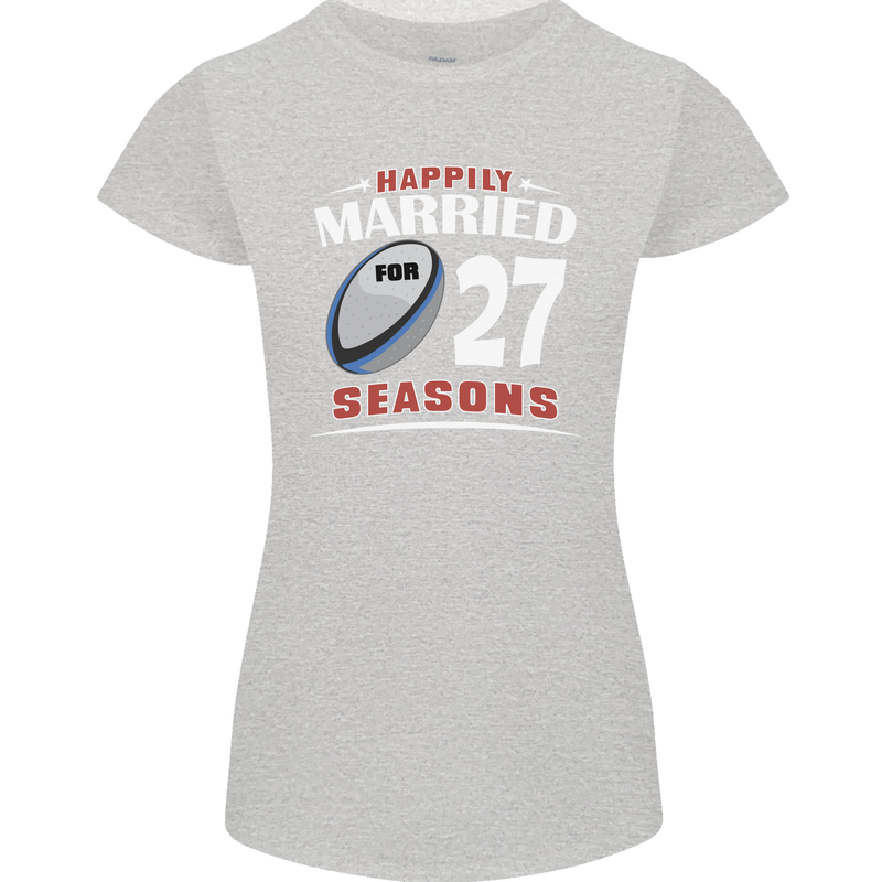 27 Year Wedding Anniversary 27th Rugby Womens Petite Cut T-Shirt Sports Grey