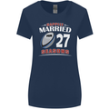 27 Year Wedding Anniversary 27th Rugby Womens Wider Cut T-Shirt Navy Blue