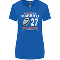 27 Year Wedding Anniversary 27th Rugby Womens Wider Cut T-Shirt Royal Blue