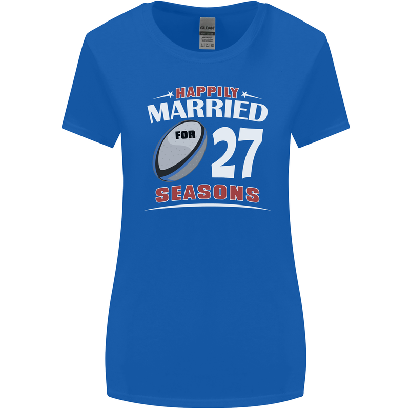 27 Year Wedding Anniversary 27th Rugby Womens Wider Cut T-Shirt Royal Blue