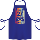 27th Birthday 27 Year Old Level Up Gamming Cotton Apron 100% Organic Royal Blue