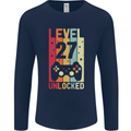 27th Birthday 27 Year Old Level Up Gamming Mens Long Sleeve T-Shirt Navy Blue