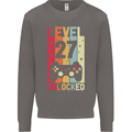 27th Birthday 27 Year Old Level Up Gamming Mens Sweatshirt Jumper Charcoal