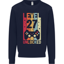 27th Birthday 27 Year Old Level Up Gamming Mens Sweatshirt Jumper Navy Blue
