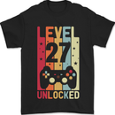 27th Birthday 27 Year Old Level Up Gamming Mens T-Shirt 100% Cotton Black