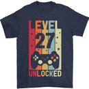 27th Birthday 27 Year Old Level Up Gamming Mens T-Shirt 100% Cotton Navy Blue