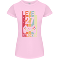 27th Birthday 27 Year Old Level Up Gamming Womens Petite Cut T-Shirt Light Pink