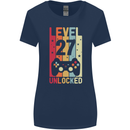 27th Birthday 27 Year Old Level Up Gamming Womens Wider Cut T-Shirt Navy Blue