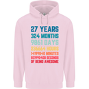 27th Birthday 27 Year Old Mens 80% Cotton Hoodie Light Pink