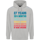 27th Birthday 27 Year Old Mens 80% Cotton Hoodie Sports Grey