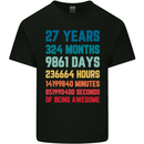 27th Birthday 27 Year Old Mens Cotton T-Shirt Tee Top Black