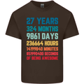 27th Birthday 27 Year Old Mens Cotton T-Shirt Tee Top Dark Chocolate