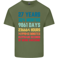 27th Birthday 27 Year Old Mens Cotton T-Shirt Tee Top Military Green