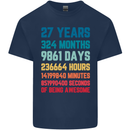 27th Birthday 27 Year Old Mens Cotton T-Shirt Tee Top Navy Blue