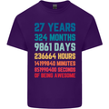 27th Birthday 27 Year Old Mens Cotton T-Shirt Tee Top Purple