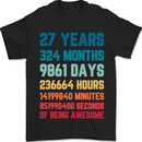 27th Birthday 27 Year Old Mens T-Shirt 100% Cotton Black